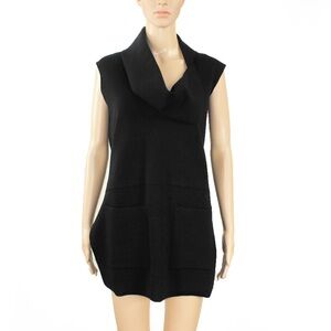 Sonia Rykiel Sleeveless Avant Garde Black Wool Knit Tunic Top
